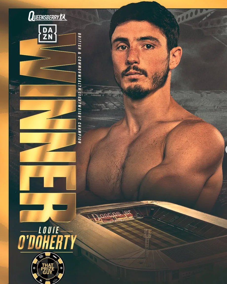 Campaign portrait of British and Commonwealth lightweight champion Louie O’Doherty