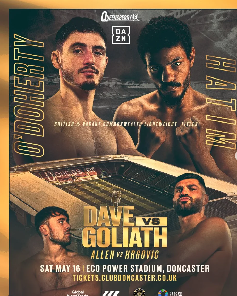 Promotional poster for Louie O’Doherty vs Ahmed Hatim in Doncaster